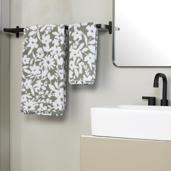 Skl Home Bedford Floral Jacquard 2-Piece Hand Towel Set Sage
