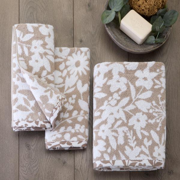 Skl Home Bedford Floral Jacquard 2-Piece Hand Towel Set Tan