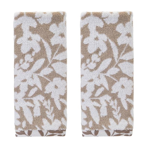 skl home Bedford Floral Jacquard 2-Piece Hand Towel Set Tan