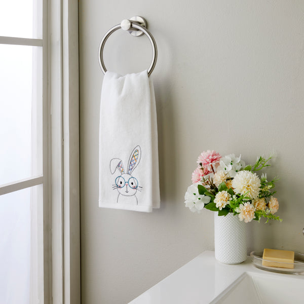 Skl Home Bespeckled Bunny 2-Piece Hand Towel Set White
