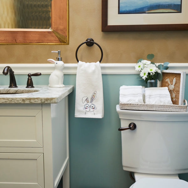 Skl Home Bespeckled Bunny 2-Piece Hand Towel Set White