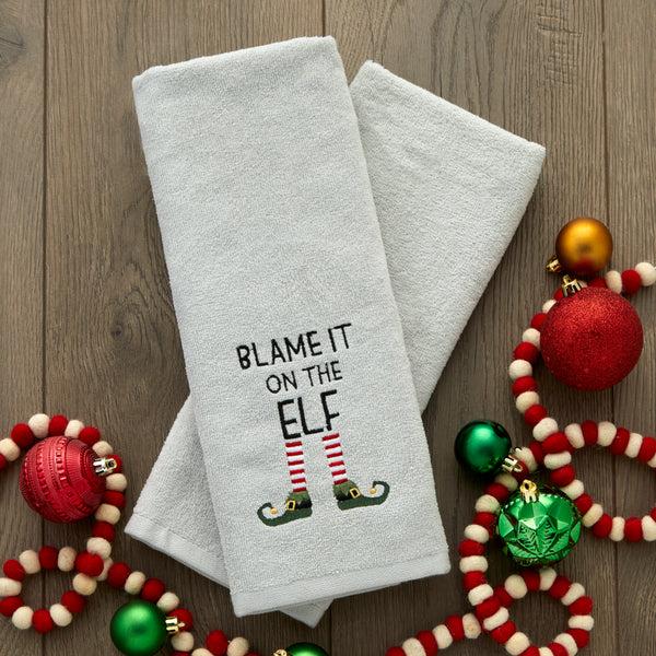 Skl Home Blame It On The Elf 2-Piece Hand Towel Set Gray