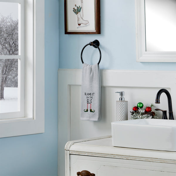 Skl Home Blame It On The Elf 2-Piece Hand Towel Set Gray