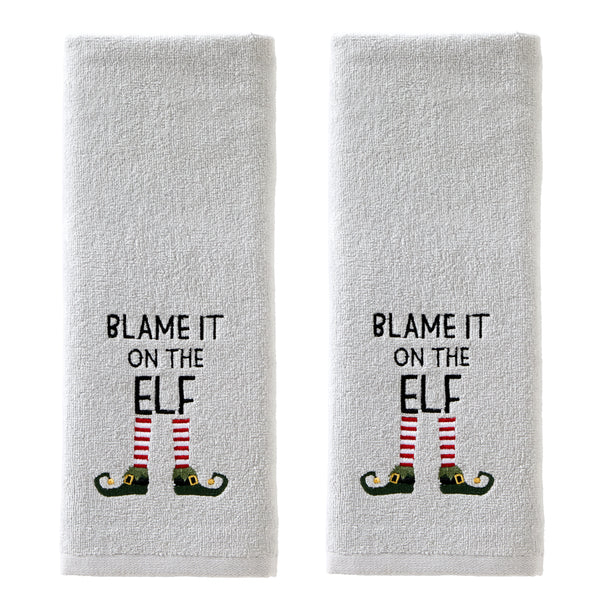 skl home Blame It On the Elf 2-Piece Hand Towel Set Gray