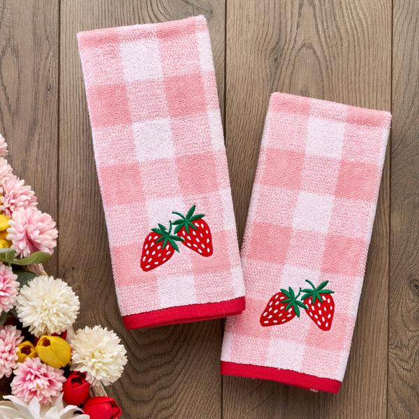 Skl Home Buffalo Plaid Strawberry 2-Piece Hand Towel Set Pink