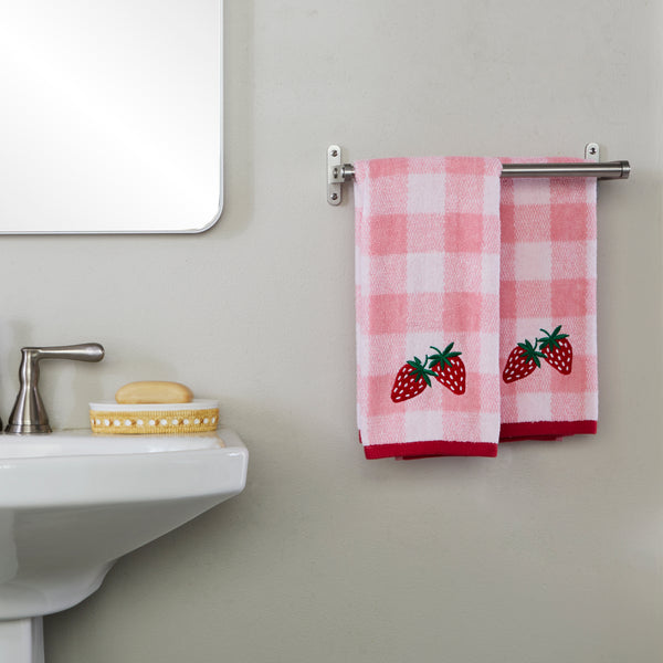 Skl Home Buffalo Plaid Strawberry 2-Piece Hand Towel Set Pink