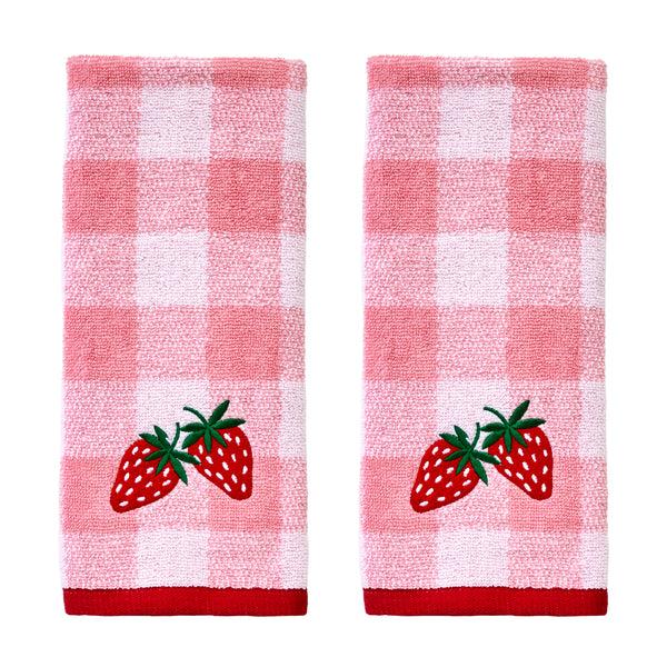 skl home Buffalo Plaid Strawberry 2-Piece Hand Towel Set Pink