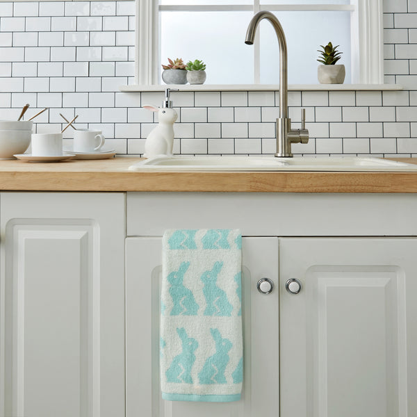 Skl Home Bunny Jacquard 2-Piece Hand Towel Set Aqua