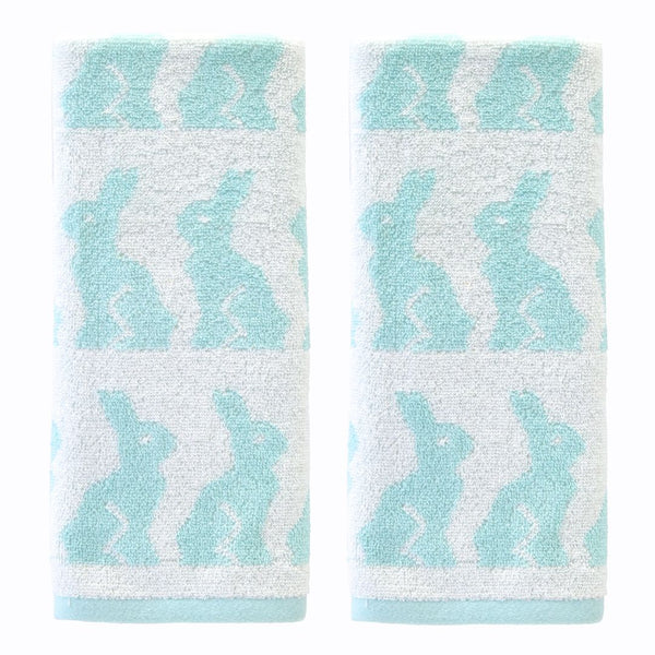 skl home Bunny Jacquard 2-Piece Hand Towel Set Aqua