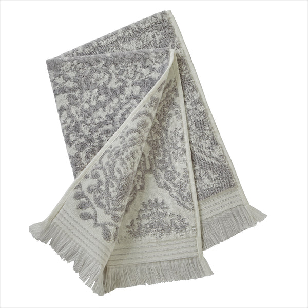 Skl Home Carrick Medallion 2-Piece Turkish Cotton Hand Towel Set Gray