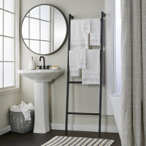 Skl Home Casual Fringe 2-Piece Cotton Bath Towel Set White