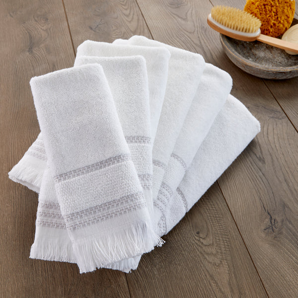 Skl Home Casual Fringe 2-Piece Cotton Hand Towel Set White
