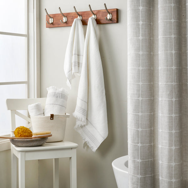 Skl Home Casual Fringe 2-Piece Cotton Hand Towel Set White