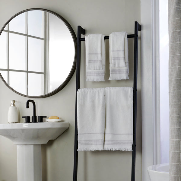 Skl Home Casual Fringe 2-Piece Cotton Hand Towel Set White