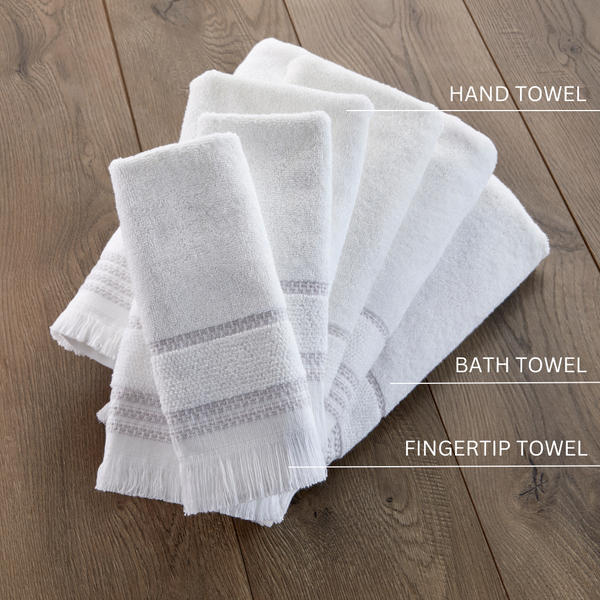 Skl Home Casual Fringe 2-Piece Cotton Tip Towel Set White