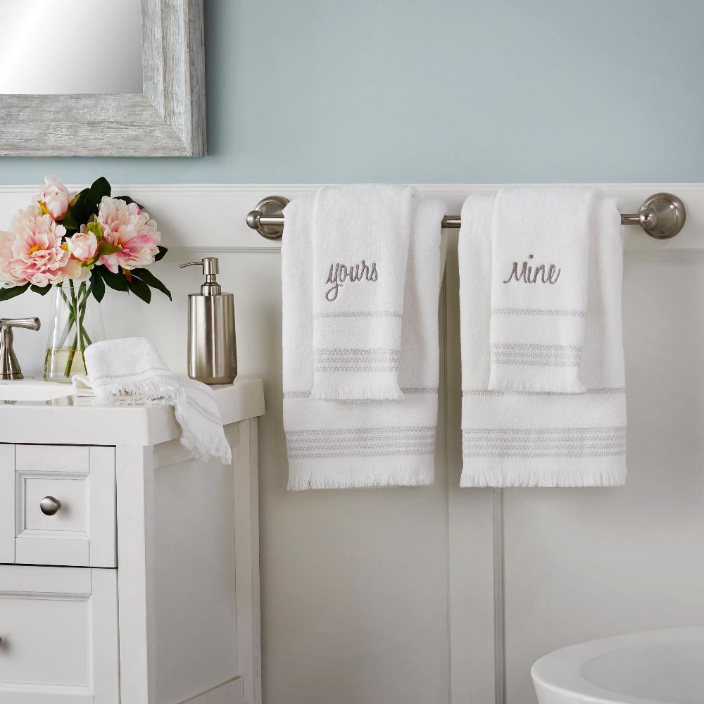 Skl Home Casual Mine & Yours 2-Piece Cotton Hand Towel Set White