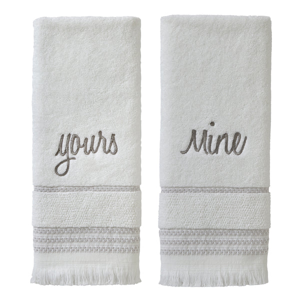 skl home Casual Mine & Yours 2-Piece Cotton Hand Towel Set White
