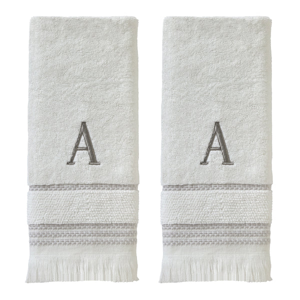 skl home Casual Monogram “A” 2-Piece Cotton Hand Towel Set White