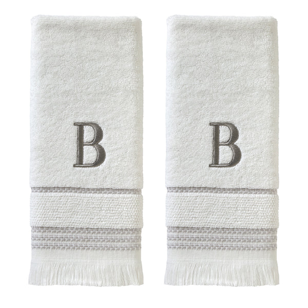 skl home Casual Monogram “B” 2-Piece Cotton Hand Towel Set White