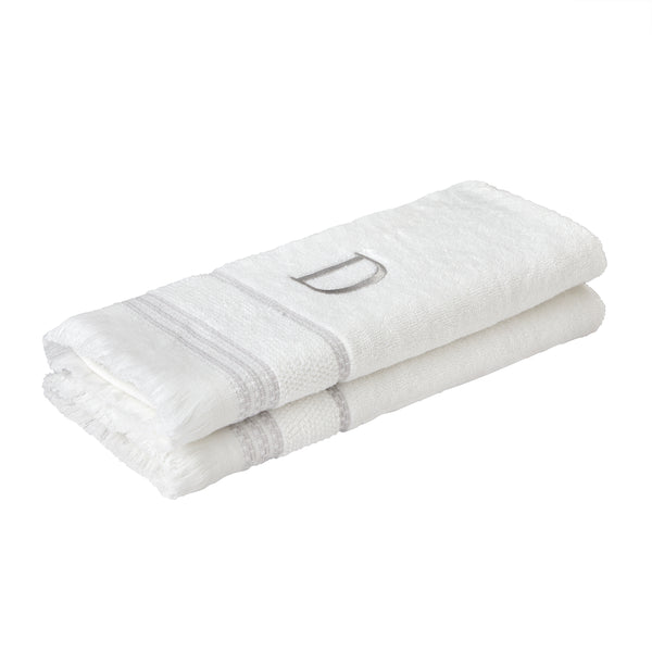 Skl Home Casual Monogram “D” 2-Piece Cotton Hand Towel Set White