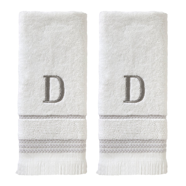skl home Casual Monogram “D” 2-Piece Cotton Hand Towel Set White