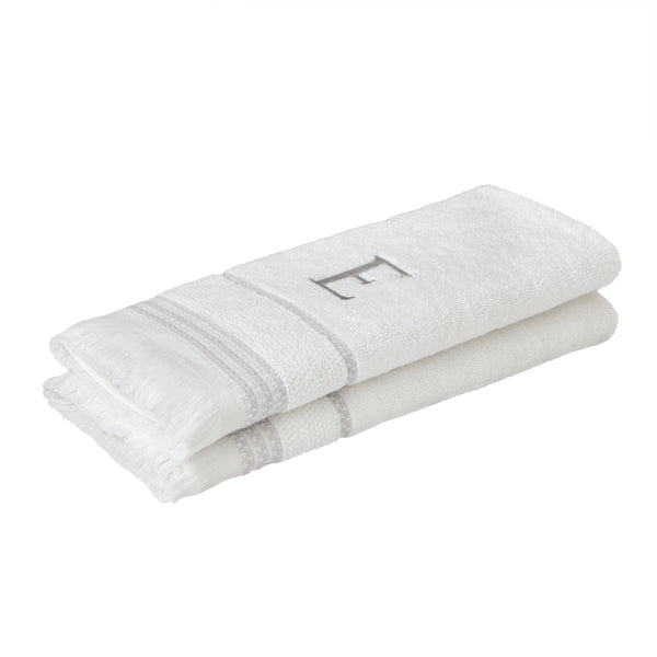 Skl Home Casual Monogram “E” 2-Piece Cotton Hand Towel Set White