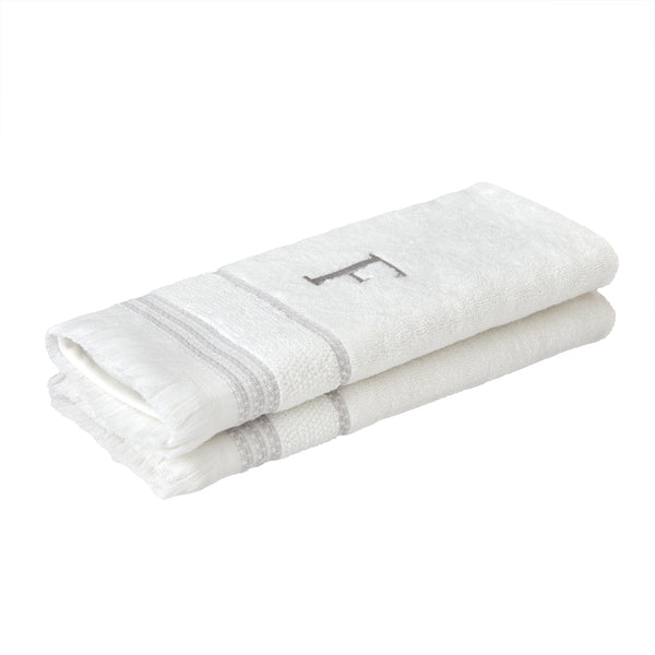 Skl Home Casual Monogram “F” 2-Piece Cotton Hand Towel Set White