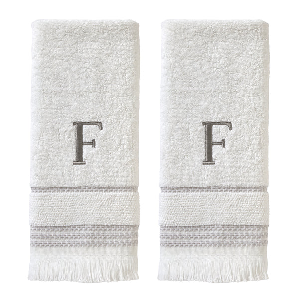 skl home Casual Monogram “F” 2-Piece Cotton Hand Towel Set White