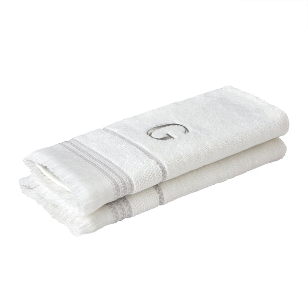 Skl Home Casual Monogram “G” 2-Piece Cotton Hand Towel Set White