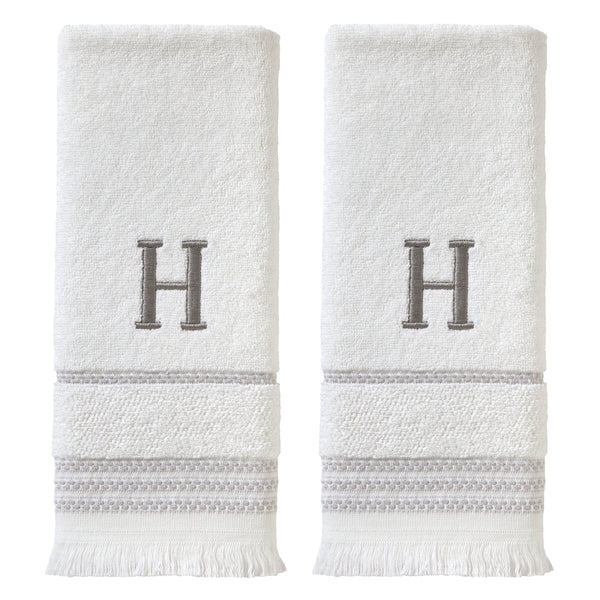 skl home Casual Monogram “H” 2-Piece Cotton Hand Towel Set White