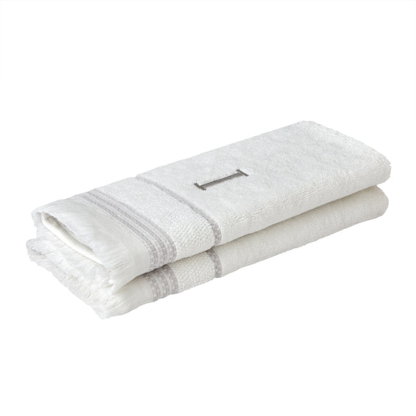 Skl Home Casual Monogram “I” 2-Piece Cotton Hand Towel Set White