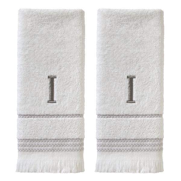 skl home Casual Monogram “I” 2-Piece Cotton Hand Towel Set White