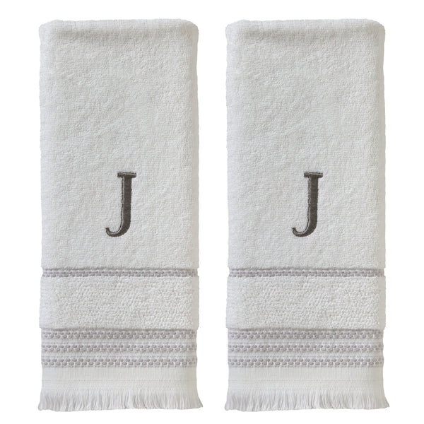 skl home Casual Monogram “J” 2-Piece Cotton Hand Towel Set White