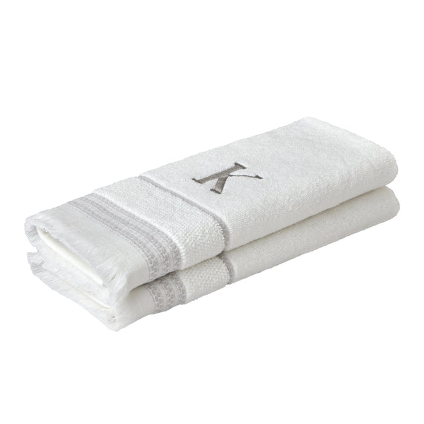Skl Home Casual Monogram “K” 2-Piece Cotton Hand Towel Set White