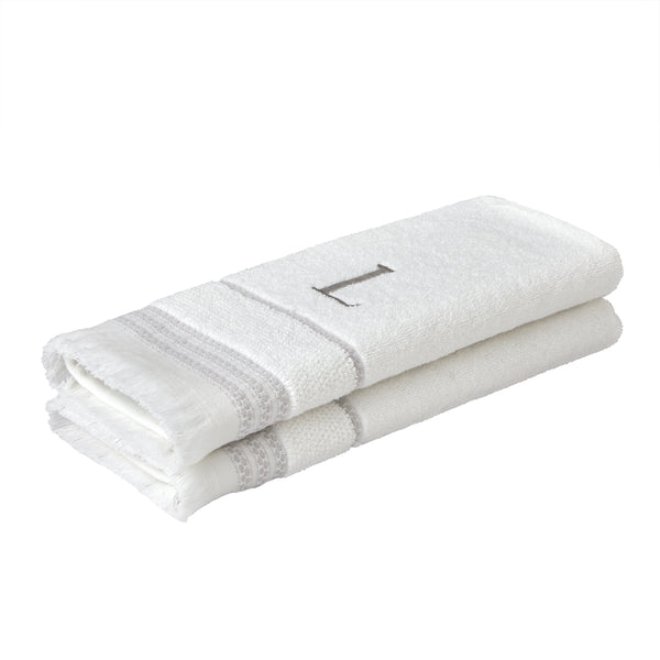 Skl Home Casual Monogram “L” 2-Piece Cotton Hand Towel Set White