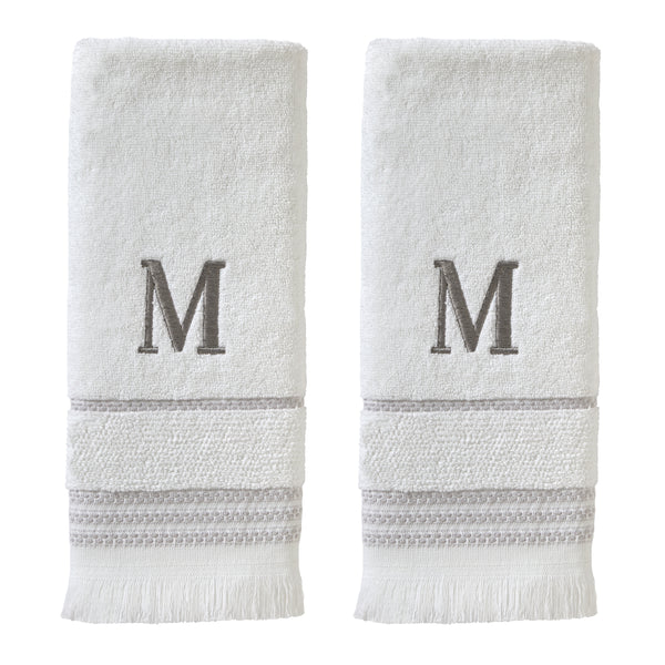 skl home Casual Monogram “M” 2-Piece Cotton Hand Towel Set White