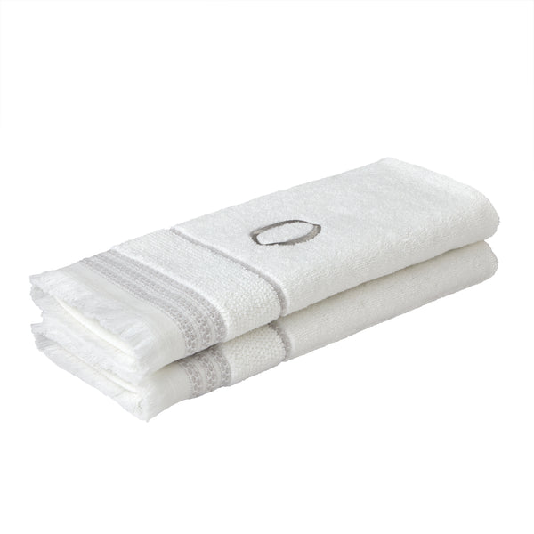 Skl Home Casual Monogram “O” 2-Piece Cotton Hand Towel Set White