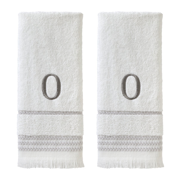 skl home Casual Monogram “O” 2-Piece Cotton Hand Towel Set White