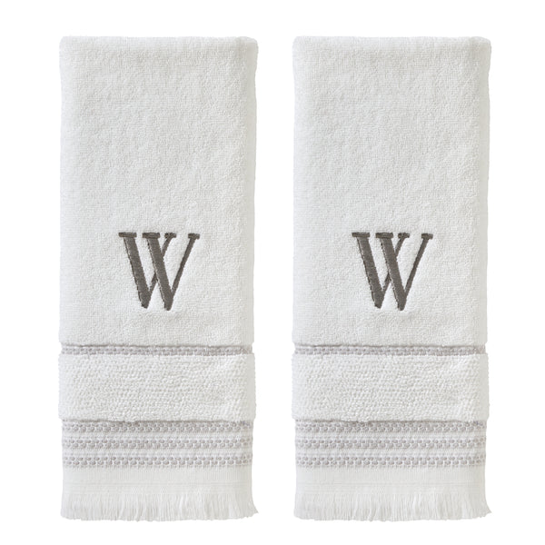 skl home Casual Monogram “W” 2-Piece Cotton Hand Towel Set White