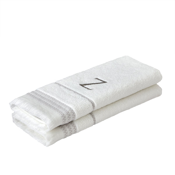 Skl Home Casual Monogram “Z” 2-Piece Cotton Hand Towel Set White