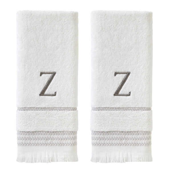 skl home Casual Monogram “Z” 2-Piece Cotton Hand Towel Set White