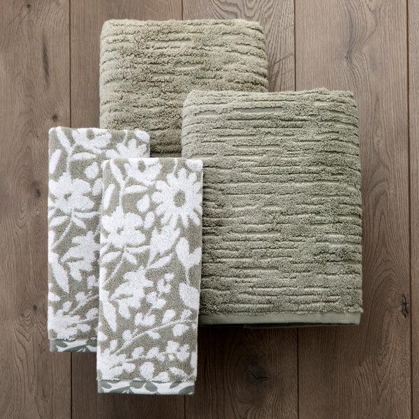 Skl Home CloudSoft/Bedford Floral 4pc Bath & Hand Towel Set Sage