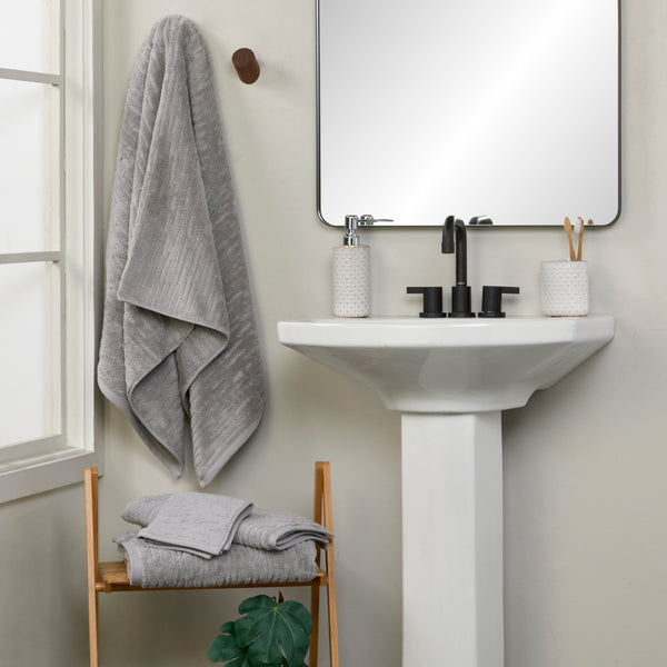 Skl Home CloudSoft Cotton Luxury 2-Piece Hand Towel Set Gray