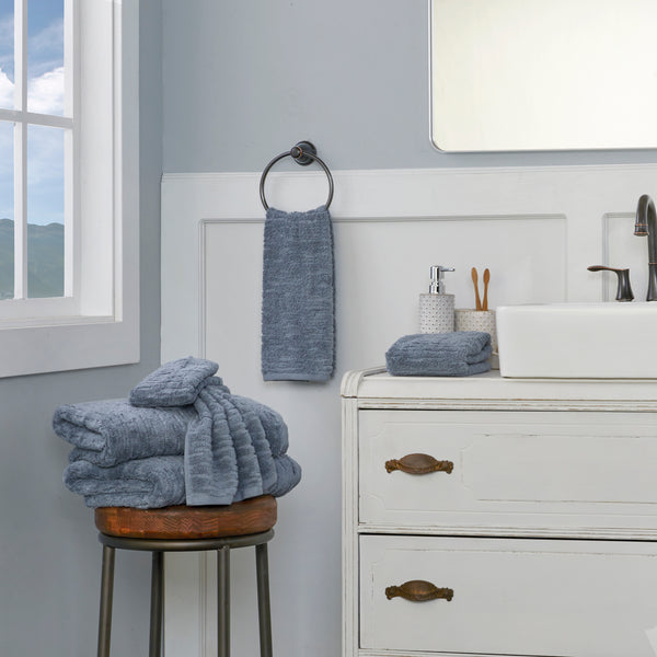 Skl Home CloudSoft Cotton Luxury 2-Piece Hand Towel Set Smoke Blue