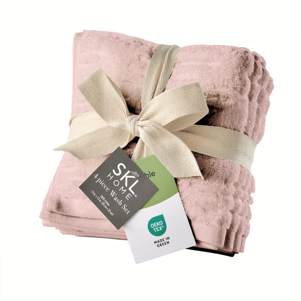 skl home CloudSoft Cotton Luxury 4-Piece Washcloth Set Blush