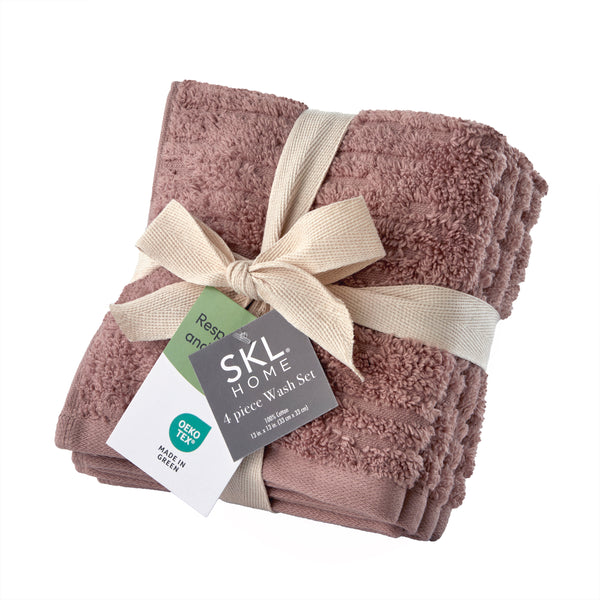 skl home CloudSoft Cotton Luxury 4-Piece Washcloth Set Clay