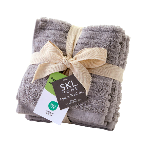 skl home CloudSoft Cotton Luxury 4-Piece Washcloth Set Gray