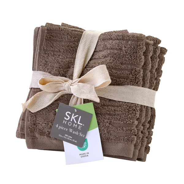 skl home CloudSoft Cotton Luxury 4-Piece Washcloth Set Mink
