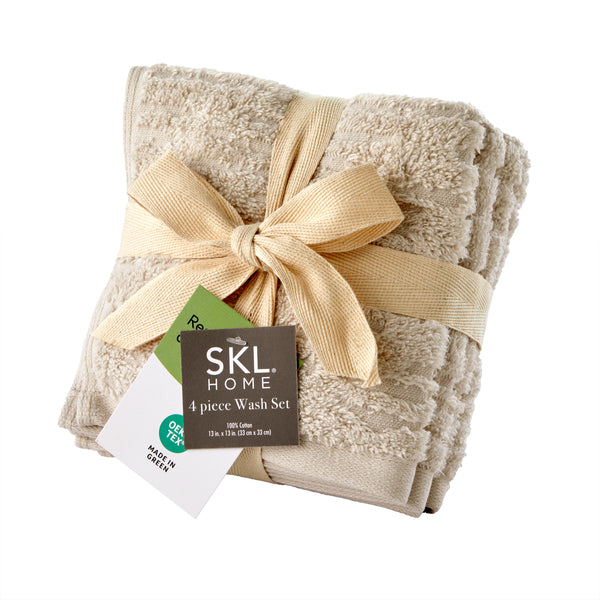 skl home CloudSoft Cotton Luxury 4-Piece Washcloth Set Oatmeal