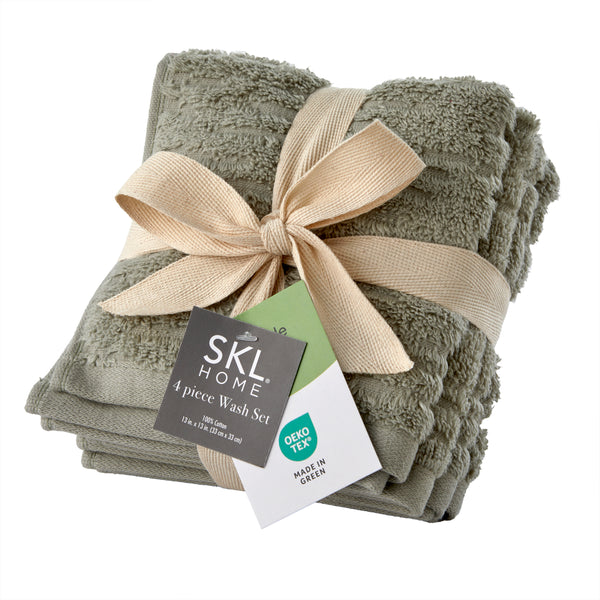 skl home CloudSoft Cotton Luxury 4-Piece Washcloth Set Sage
